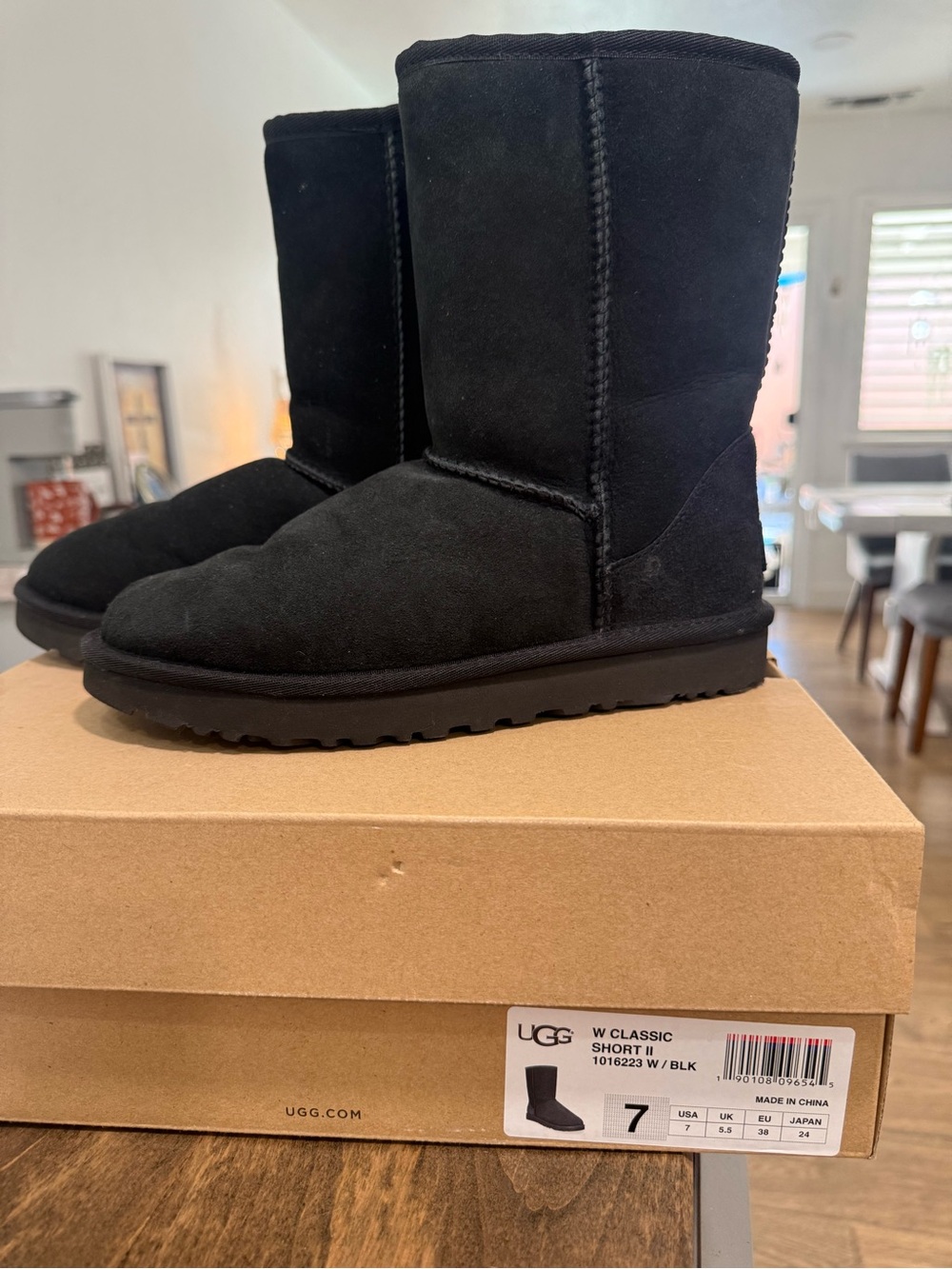 UGG Black Classic Short II Women's Suede Shearling Boots
